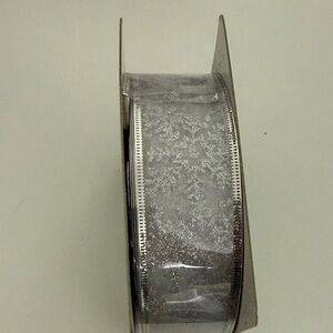 Silver Glittery Snowflake Wired Ribbon